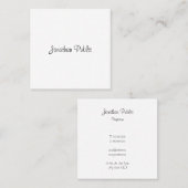 Modern Elegant Handgeschreven Script Naam Sjabloon Vierkante Visitekaartje (Voorkant / Achterkant)