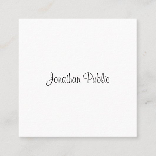 Modern Elegant Handgeschreven Script Naam Sjabloon Vierkante Visitekaartje (Voorkant)
