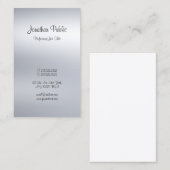 Modern Elegant Handgeschreven Script Silver Plain Visitekaartje (Voorkant / Achterkant)