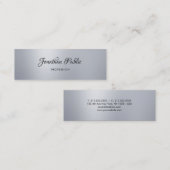 Modern Elegant Handgeschreven Script Zilver Eenvou Mini Visitekaartje (Voorkant / Achterkant)