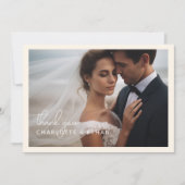 Modern, elegant, handschrift 2 foto's bedankkaart (Voorkant)