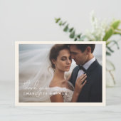 Modern, elegant, handschrift 2 foto's bedankkaart (Staand voorkant)