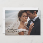 Modern, elegant, handschrift 2 foto's bedankkaart (Voorkant)