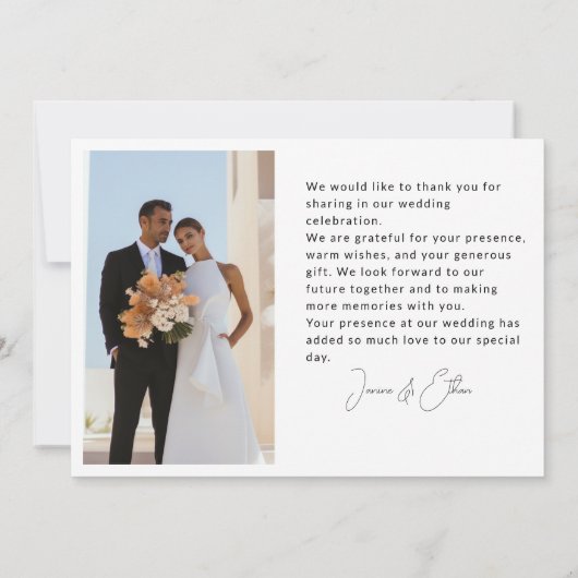 Modern, elegant, handschrift 2 foto's bedankkaart (Achterkant)