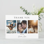 Modern, elegant, handschrift 4 foto's bedankkaart (Staand voorkant)
