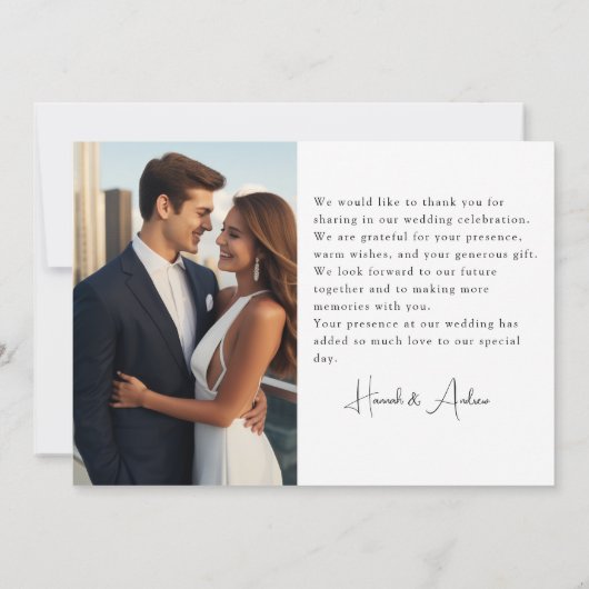 Modern, elegant, handschrift 4 foto's bedankkaart (Achterkant)