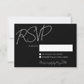 Modern elegant handschrift Black Chic Wedding RSVP Kaartje (Voorkant)