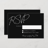 Modern elegant handschrift Black Chic Wedding RSVP Kaartje (Voorkant / Achterkant)