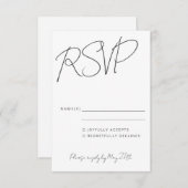 Modern Elegant Handschrift Black White Wedding RSV RSVP Kaartje (Voorkant / Achterkant)