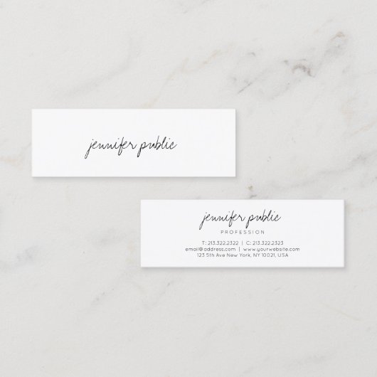Modern Elegant Handschrift Eenvoudige Sjabloon  Mini Visitekaartje (Voorkant / Achterkant)