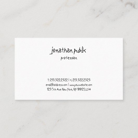 Modern Elegant Handschrift Professioneel Eenvoudig Visitekaartje (Achterkant)