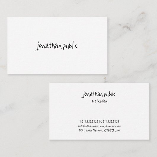 Modern Elegant Handschrift Professioneel Eenvoudig Visitekaartje (Voorkant / Achterkant)