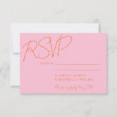 Modern Elegant Handschrift Roze Sinaasappel Bruilo RSVP Kaartje (Voorkant)