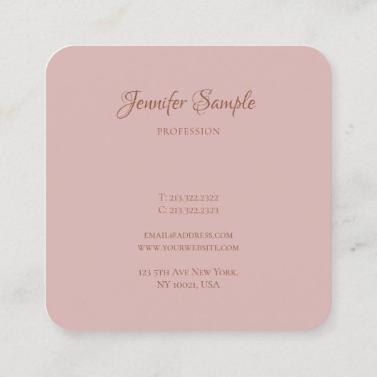 Modern Elegant Handschrift Script Luxe afgerond Vierkante Visitekaartje (Achterkant)