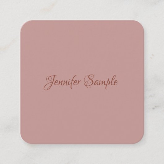 Modern Elegant Handschrift Script Luxe afgerond Vierkante Visitekaartje (Voorkant)