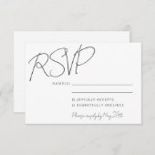Modern elegant handschrift White Chic Wedding RSVP Kaartje (Voorkant / Achterkant)