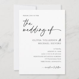 Modern Elegant Handschrift Zwart & Wit Trouwen Kaart