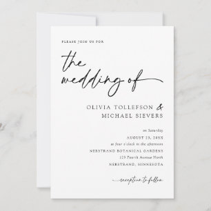 Modern Elegant Handschrift Zwart & Wit Trouwen Kaart