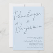 Modern Elegant Handwriting Soft Blue Wedding Kaart (Voorkant)