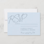 Modern Elegant Handwriting Soft Blue Wedding RSVP Kaartje (Voorkant)