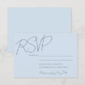 Modern Elegant Handwriting Soft Blue Wedding RSVP Kaartje (Voorkant / Achterkant)