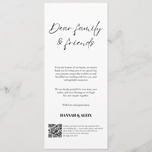 Modern Elegant Handwriting Wedding Dinner  Menu (Achterkant)