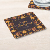 Modern Elegant Happy Thanksgiving Coneflowers Kartonnen Onderzetters (Schuin)