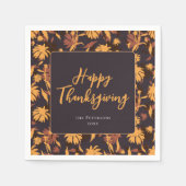 Modern Elegant Happy Thanksgiving Coneflowers Servet (Voorkant)