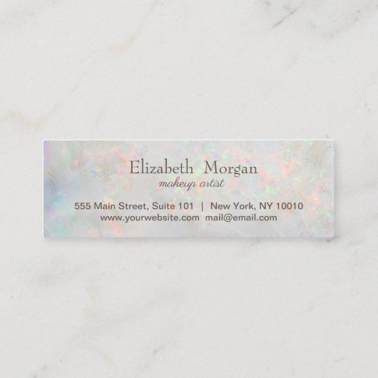 Modern elegant hart opal holografisch klantenkaartje (Achterkant)