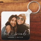 Modern Elegant Hart Script Bestfriends BFF Foto Sleutelhanger (Achterkant)