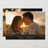 Modern Elegant Hart Script Foto Bruiloft Save The Date (Voorkant / Achterkant)