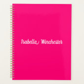 Modern elegant heet roze aangepaste naam jaar mono planner (Voorkant)