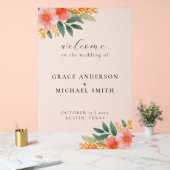 Modern Elegant Helder Bloemen Bruiloft Welkom Acryl Bord (Huwelijk)