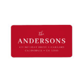 Modern Elegant | Helder rood kerstadres Etiket (Voorkant)