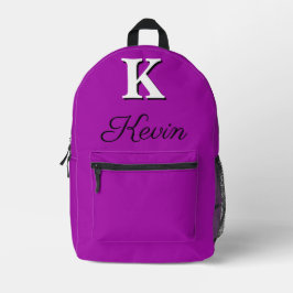 Modern Elegant Heliotroop Magenta Monogram Bedrukte Rugzak
