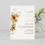 Modern Elegant herfst herfst bruiloft goud Folie Uitnodiging (Staand Voorkant)