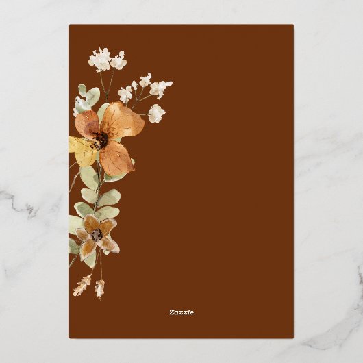 Modern Elegant herfst herfst bruiloft goud Folie Uitnodiging (Achterkant)