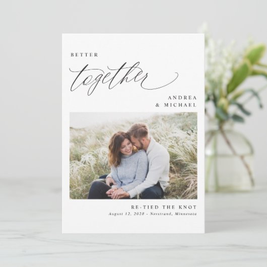 Modern Elegant Herhuwelijkshuwelijk Vow Renewal An Aankondiging (Staand voorkant)