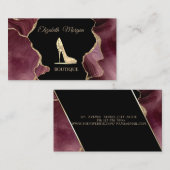 Modern Elegant High Hiel Burgundy Agate Visitekaartje (Voorkant / Achterkant)