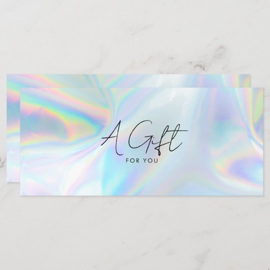 Modern Elegant Holografisch Cadeaubon (Voorkant / Achterkant)