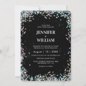 Modern elegant holographic Glitter Black Wedding Kaart (Voorkant)