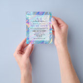 Modern Elegant Holographic Irediscent Blue Flyer (Hand)