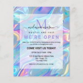 Modern Elegant Holographic Irediscent Blue Flyer (Achterkant)