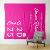 Modern Elegant Hot Pink Afstuderen Foto Achtergron Wandkleed (In Situ (horizontaal))
