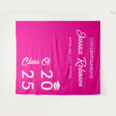Modern Elegant Hot Pink Afstuderen Foto Achtergron Wandkleed (Voorkant (horizontaal))