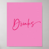 Modern Elegant Hot Pink Drinken Party Sign Poster (Voorkant)