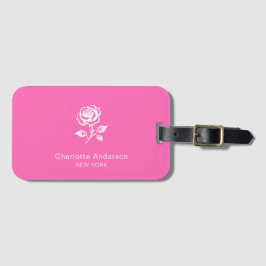 Modern Elegant Hot Pink en Roos Custom Name Bagagelabel