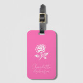 Modern Elegant Hot Pink en Roos Custom Name Bagagelabel (Voorkant (verticaal))