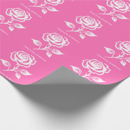 Modern Elegant Hot Pink en Roos Custom Name Cadeaupapier