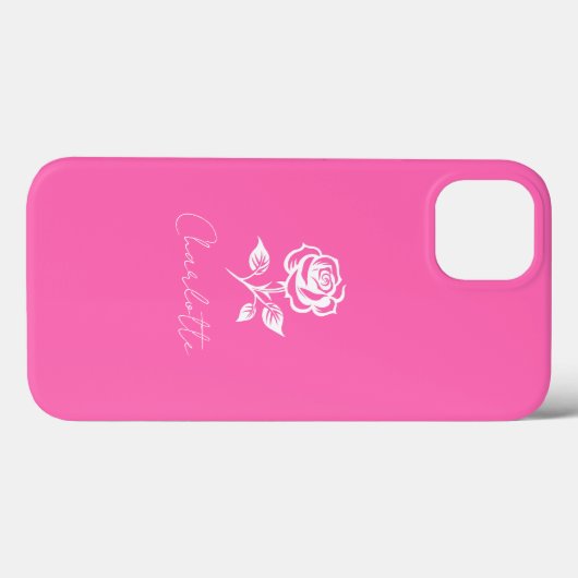 Modern Elegant Hot Pink en Roos Custom Name Case-Mate iPhone Case (Achterkant (horizontaal))